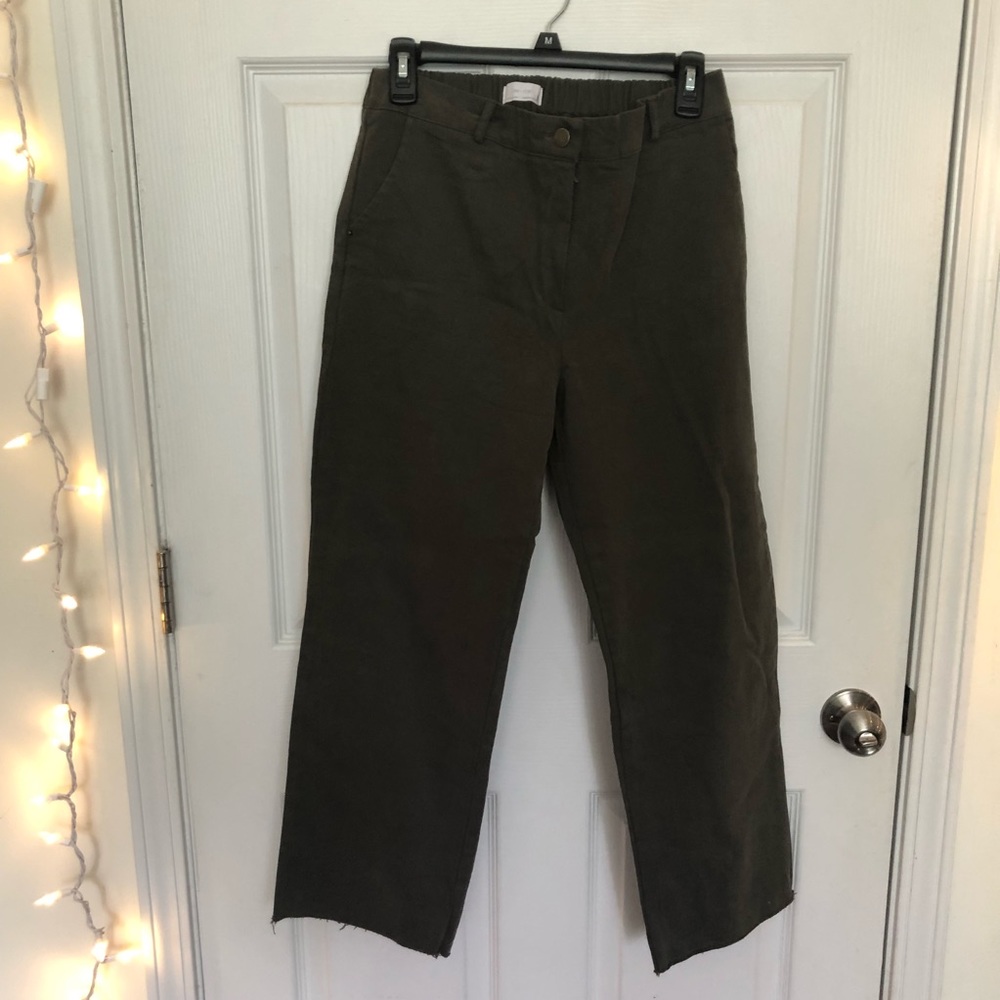 New Army green elastic trousers